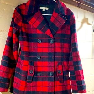 New York & company plaid jacket red & black